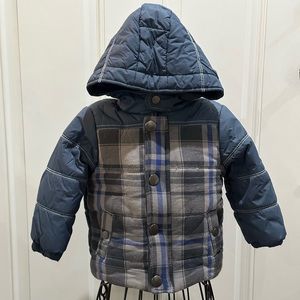 Naartjie Boy’s Blue/Gray Winter Coat - 18-24mon